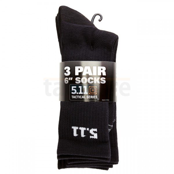 5.11 6 Inch Socks 3 Pack - Black