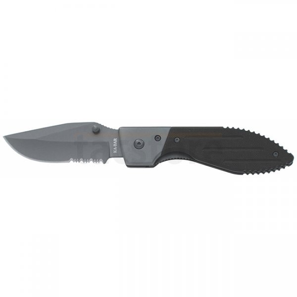 Ka-Bar Warthog Serrated Drop Point Blade Folder Knife - Black