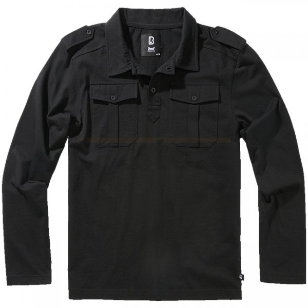 Brandit Jersey Poloshirt Willis Longsleeve - Black - 2XL
