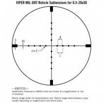 VORTEX Viper 6.5-20x50 PA Riflescope Mil Dot Reticle - MOA 5