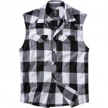 Brandit Checkshirt Sleeveless - White / Black - S