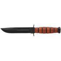 Ka-Bar Short Military Fighting Utility Knife Plain Blade & Leather Sheath - USA