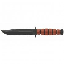 Ka-Bar Short Military Fighting Utility Knife Serrated Blade & Leather Sheath - USA