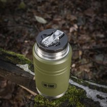 M-Tac Stainless 750ml Thermos & Folding Spoon - Olive